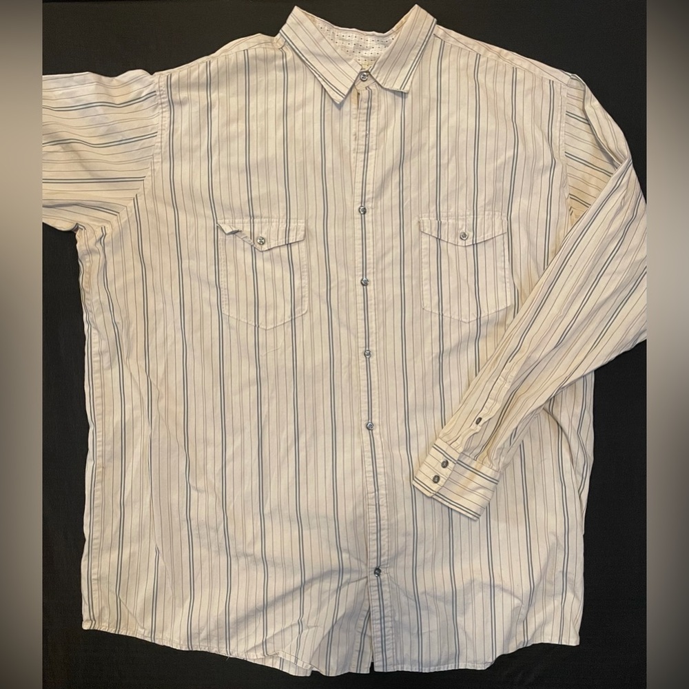 J. Ferrar 3XLT Green and Silver Stripe Long Sleeve Button Down
